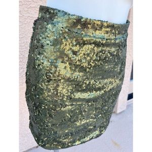 Green sequins mini skirt